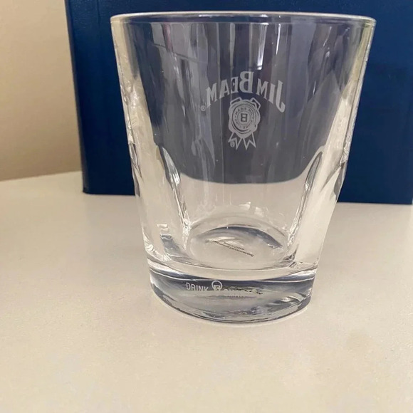 Jim Beam Pinched Bourbon Whiskey Rock Glass Clear Etched Drink Smart - Picture 4 of 8